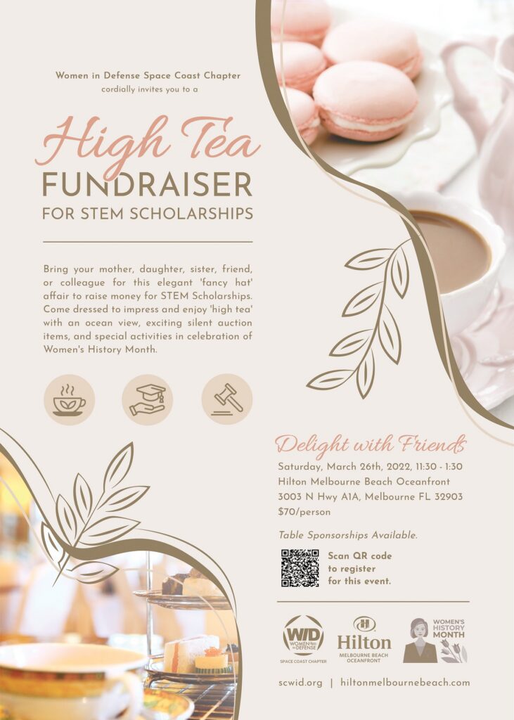 High Tea Event for Stem Scholarships flyer with a QR code and sponsorships displayed on the bottom.