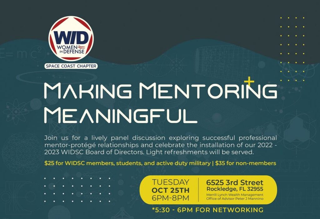 WID Making Mentoring Meaningful information graphic. There is an information paragraph on the bottom, the location of the event, and prices listed.