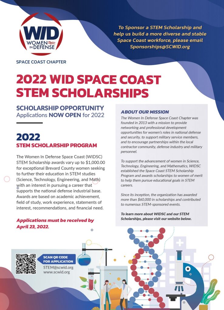 2022 WID Space Coast STEM Scholarship Poster.