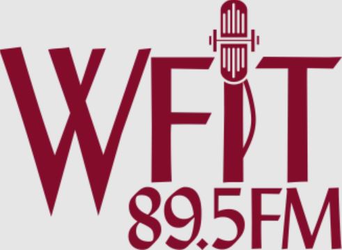 WFIT 89.5 FM Red logo with a gray background.