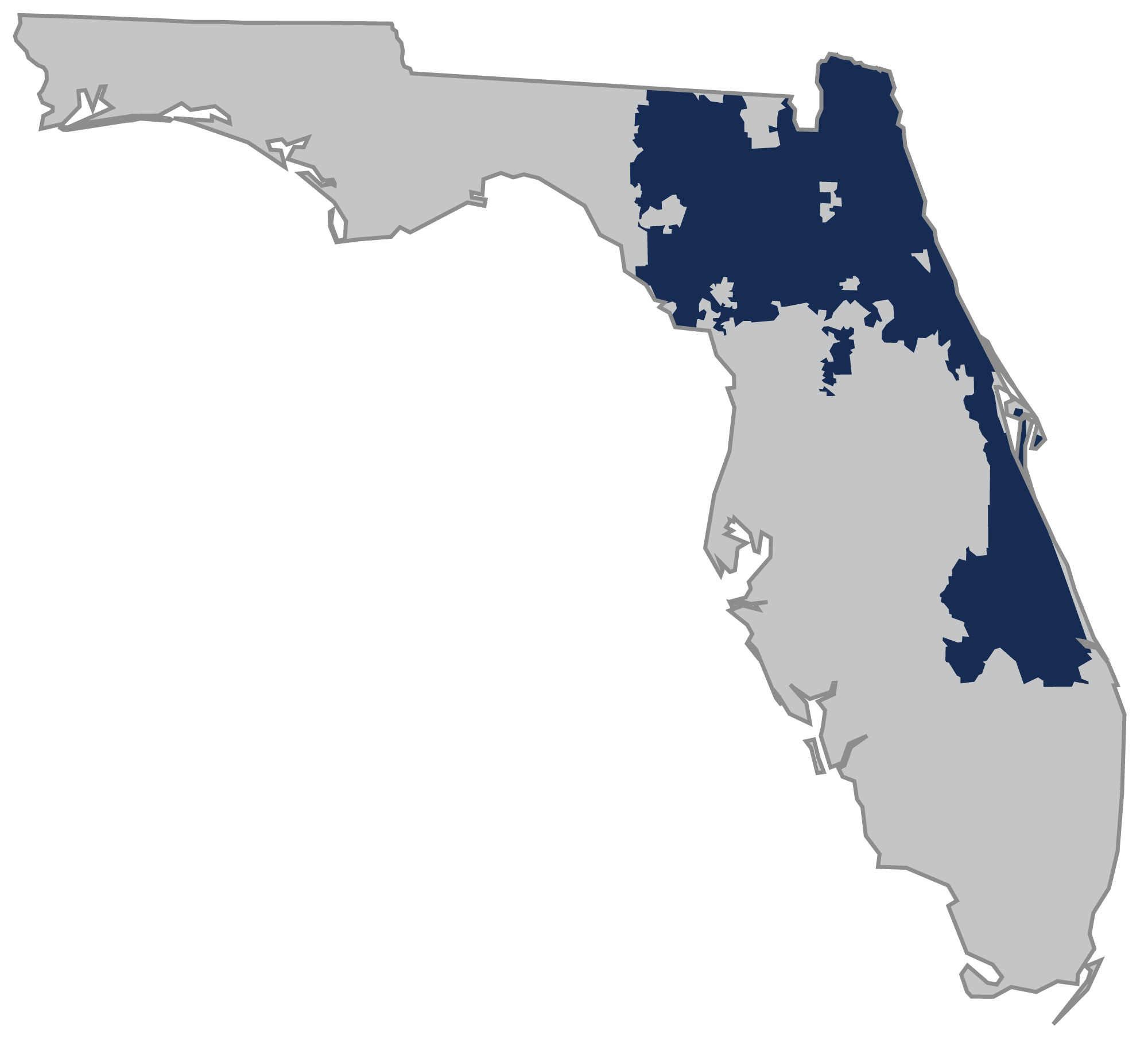 A map shows the territory for the WID Space Coast Chapter, which is mostly the north east of Florida.